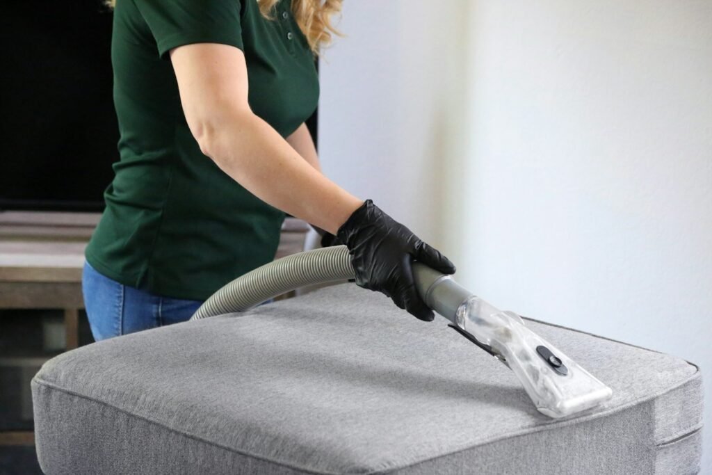 Upholstery being cleaned
